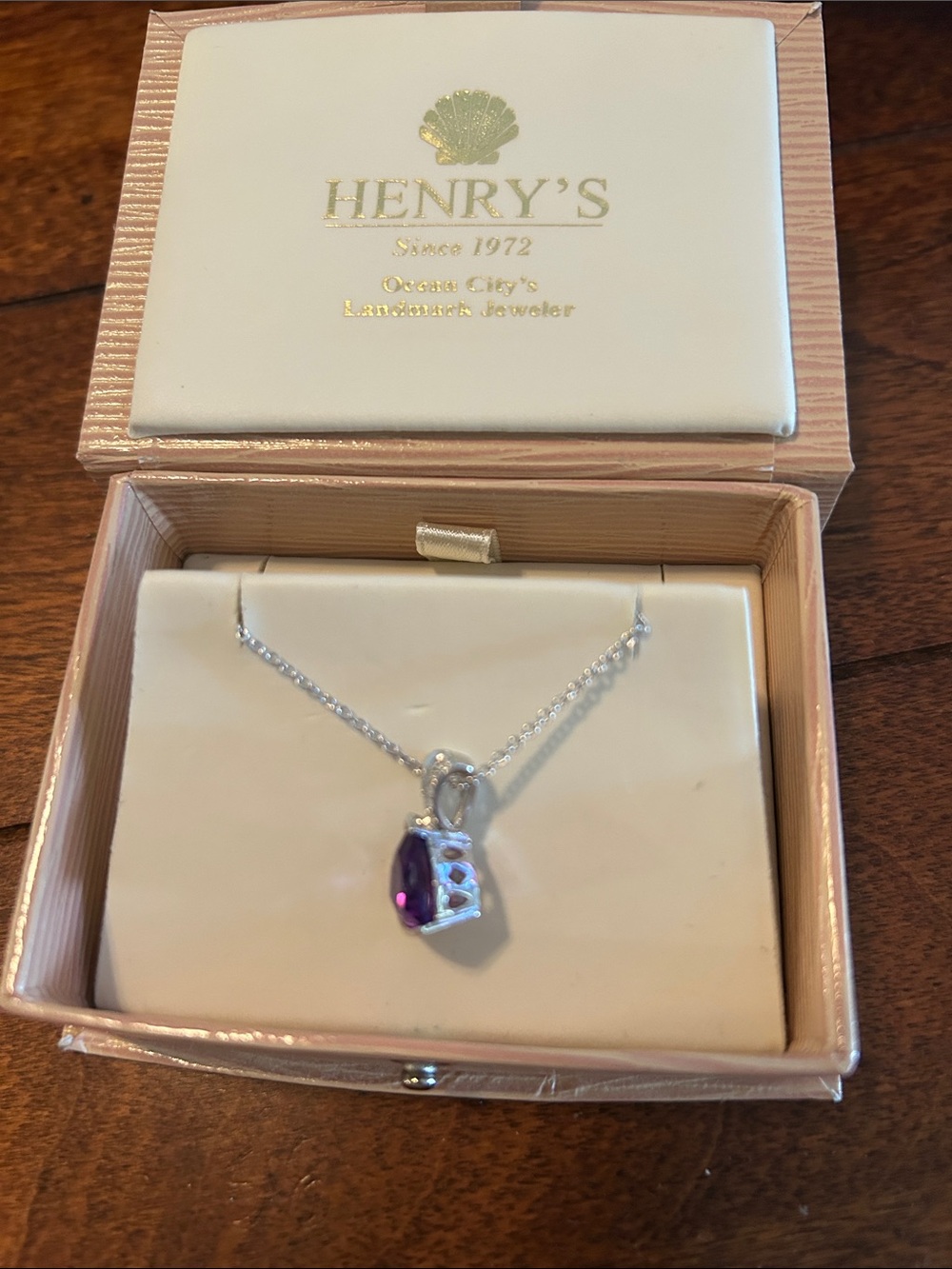 14kt White Gold Amethyst Necklace with diamond accents - Picture 8 of 9